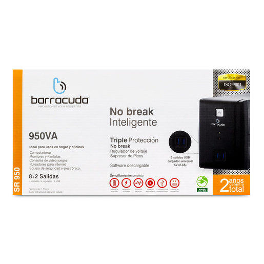 No Break Inteligente SR950 Barracuda 8 Salidas 2 USB 950VA