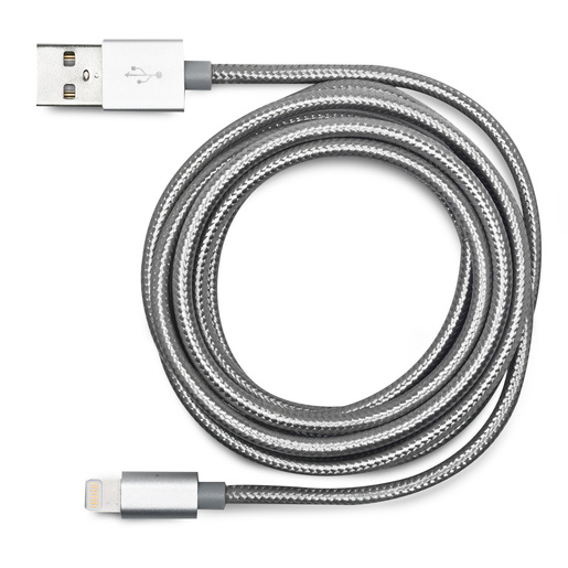 Cable Lightning a USB A RadioShack MFi 1.8 m Trenzado Plata