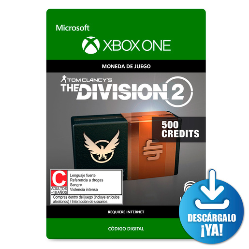The Division 2 Credits / 500 monedas de juego digitales / Xbox One / Descargable