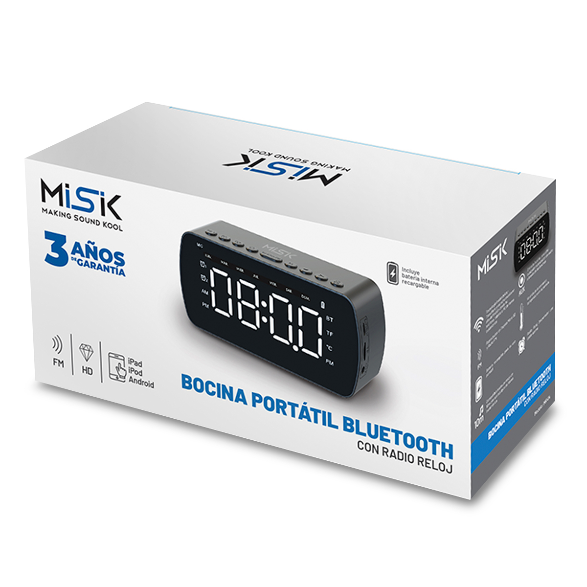 Radio Reloj Kolke Despertador Bluetooth Fm Micro Sd Llamadas Manos