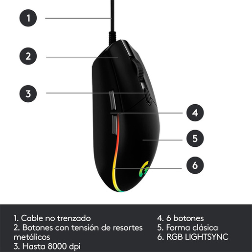 Mouse Gaming Logitech G203 Negro
