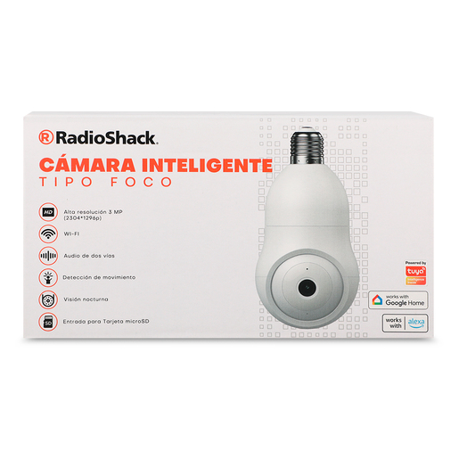 Cámara IP Inteligente Z5 RadioShack Tipo Foco 3 MP Alexa Google Assistant