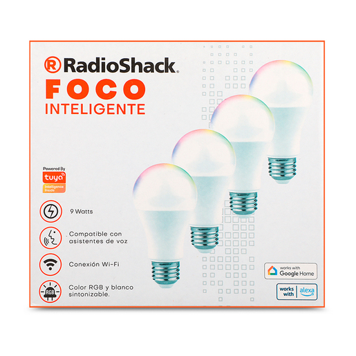 Foco Inteligente LED RadioShack 9w RGB Colores 4 piezas