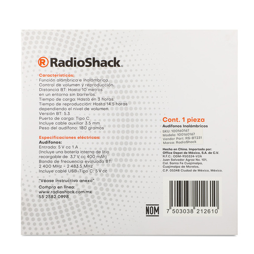 Audífonos Inalámbricos On ear RadioShack Metal