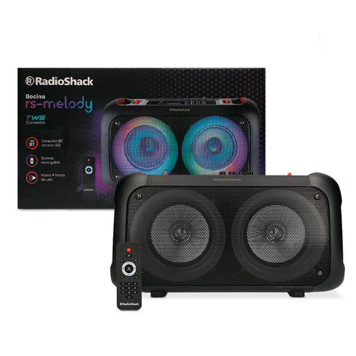 Bocina Doble Bluetooth Radio Shack Luz LED Negro