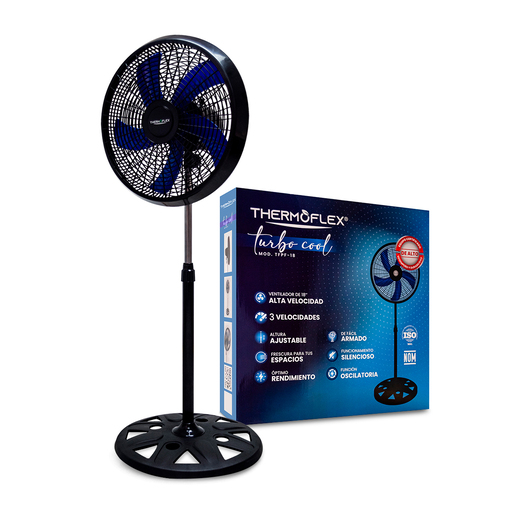 Ventilador de Pedestal Thermoflex 18 pulg. 3 velocidades Negro 