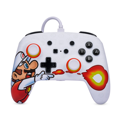 Control Alámbrico para Nintendo Switch Súper Mario Fireball más Estuche Blanco 