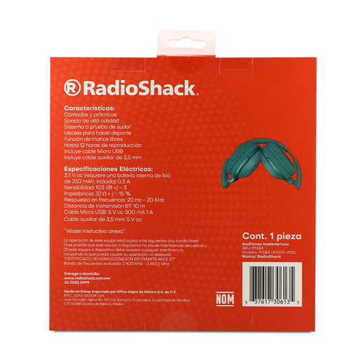 Audífonos Inalámbricos On Ear RadioShack 12 horas Verde